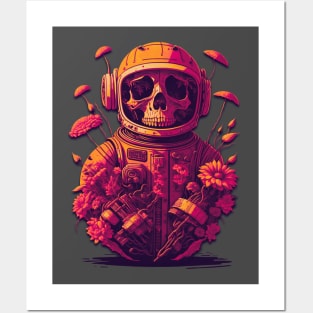 Floral Astronaut Skull Posters and Art